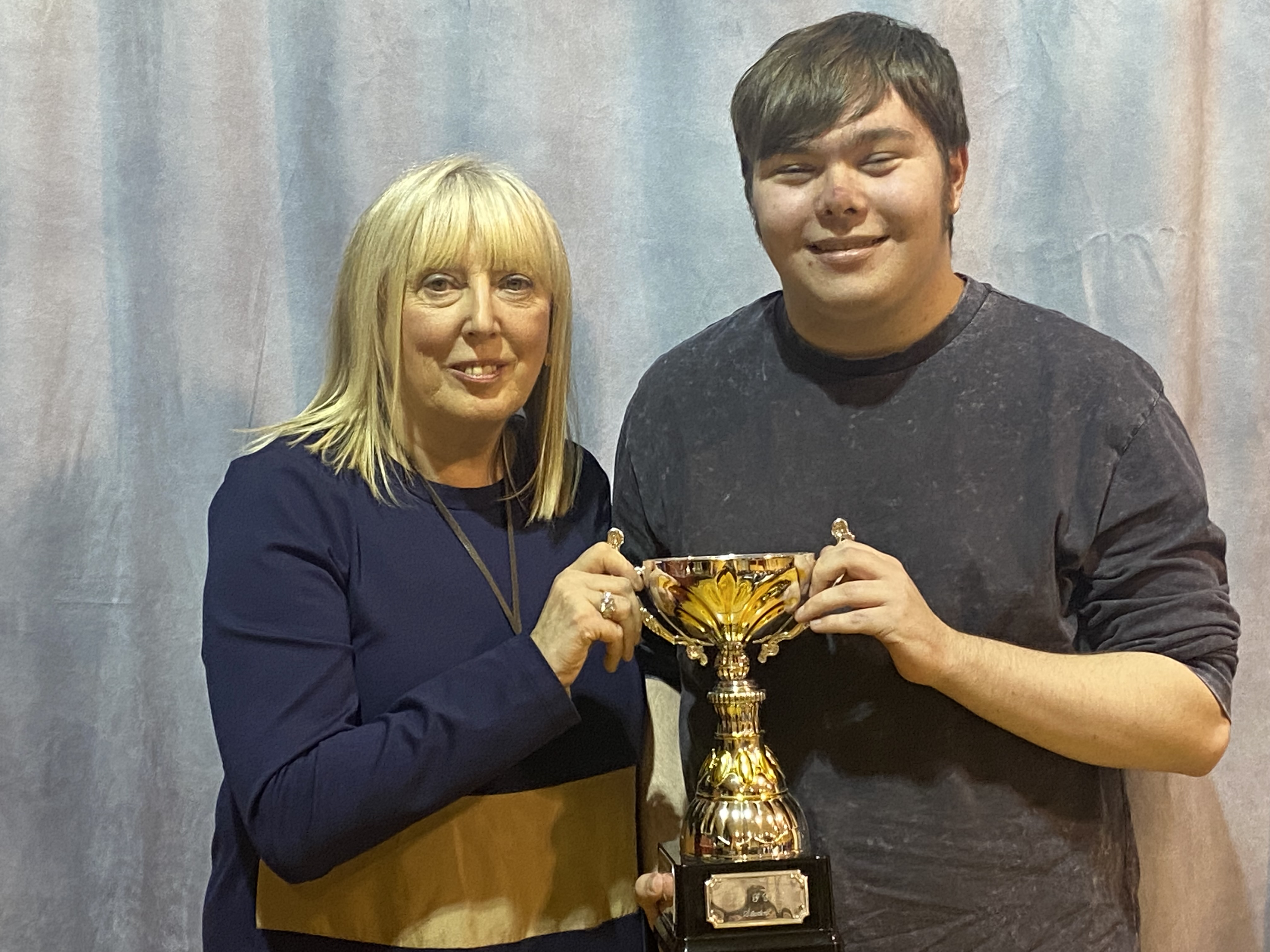 Adam Weir receives his award (Top Gcse Boy) by Ms Christine Doherty, Principal - Copy